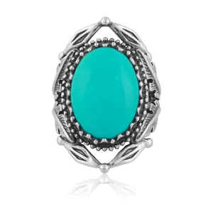 American West Sterling Bold Oval Turquoise Ring