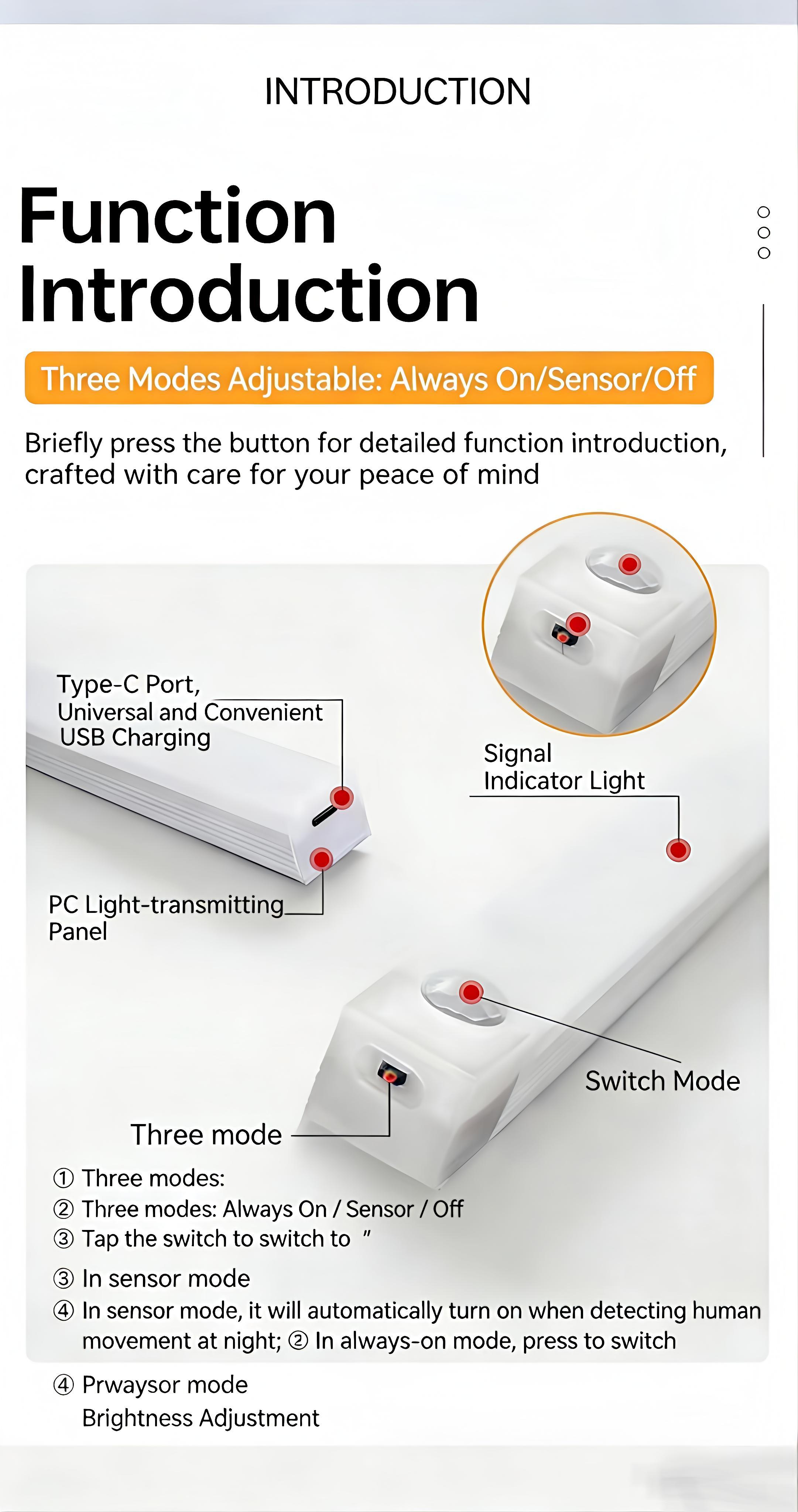 6 Pack Motion Sensor & Light Sensor LED Lights Indoor Magnetic Wireless Closet Lights Battery Powered 3 Modes Under Cabinet Lighting for Stairs Kitchen Bedroom 11.8in Cool White summerwins