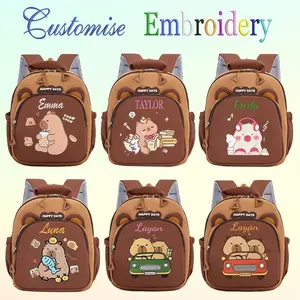 Embroidered custom-Cute and playful capybara, happy daily life, stylish cartoon backpack, casual backpack!
