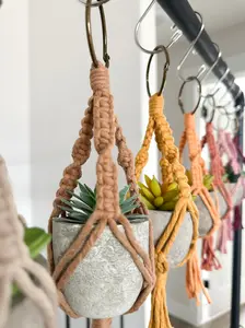 Mini Macrame Plant Hanger - Handmade Car Charm or Gift