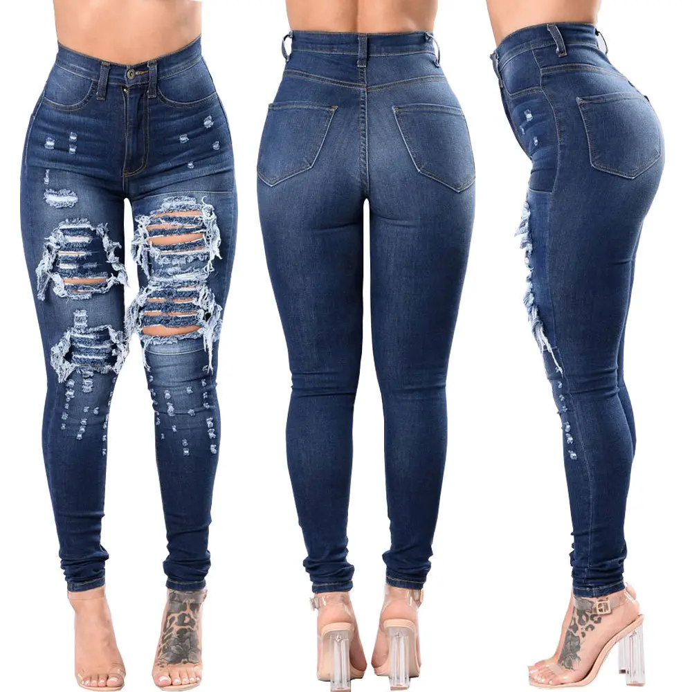 Ripped skinny jeans for women
