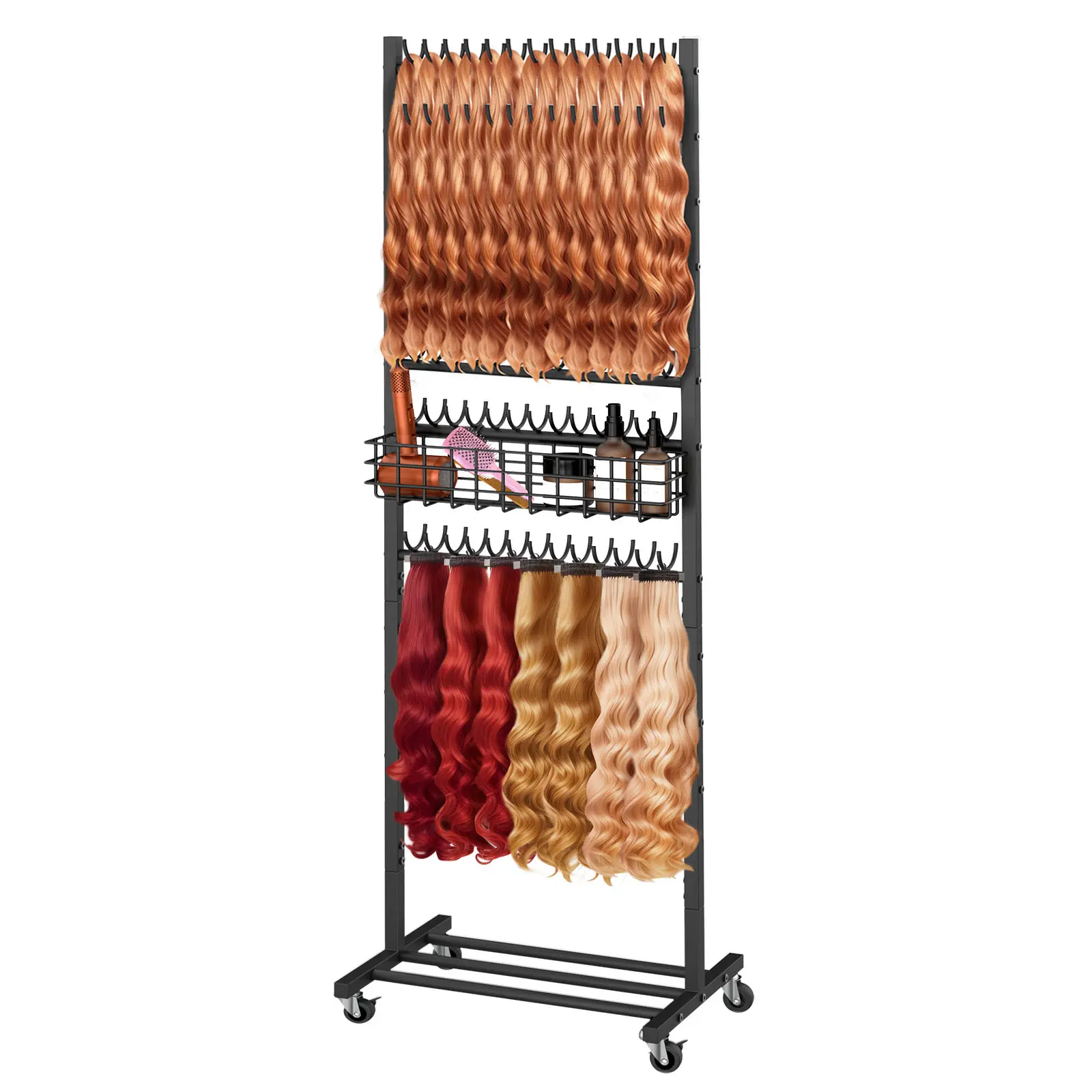 Metal Braiding Hair Rack Stand, 2-Sided 286 Pegs Adjustable Holder for Salon Hair Separation, Home Organizer Storage Rack for Braiders