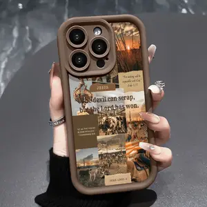 Phone Case for iPhone 15 Plus 16 Pro Max 14 13 12 11 XS XR Cowboy and Jesus Aesthetics Pattern Anti-Scratch Shockproof Soft Silicone Protective Cover