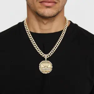 Glamour Lee Gold Plated The Last Supper Pendant with a 20 Inch Rope Chain Elegant Necklace Jewelry Cuban chain with imitation diamonds
