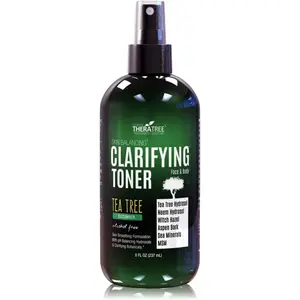 TheraTree Clarifying Toner with MSM, Tea Tree & Neem Hydrosol, Complexion Control for Face & Body – Helps Reduce Appearance of Pore Size, Controls Oil to Tone, Balance & Hydrate Skin - 8 oz