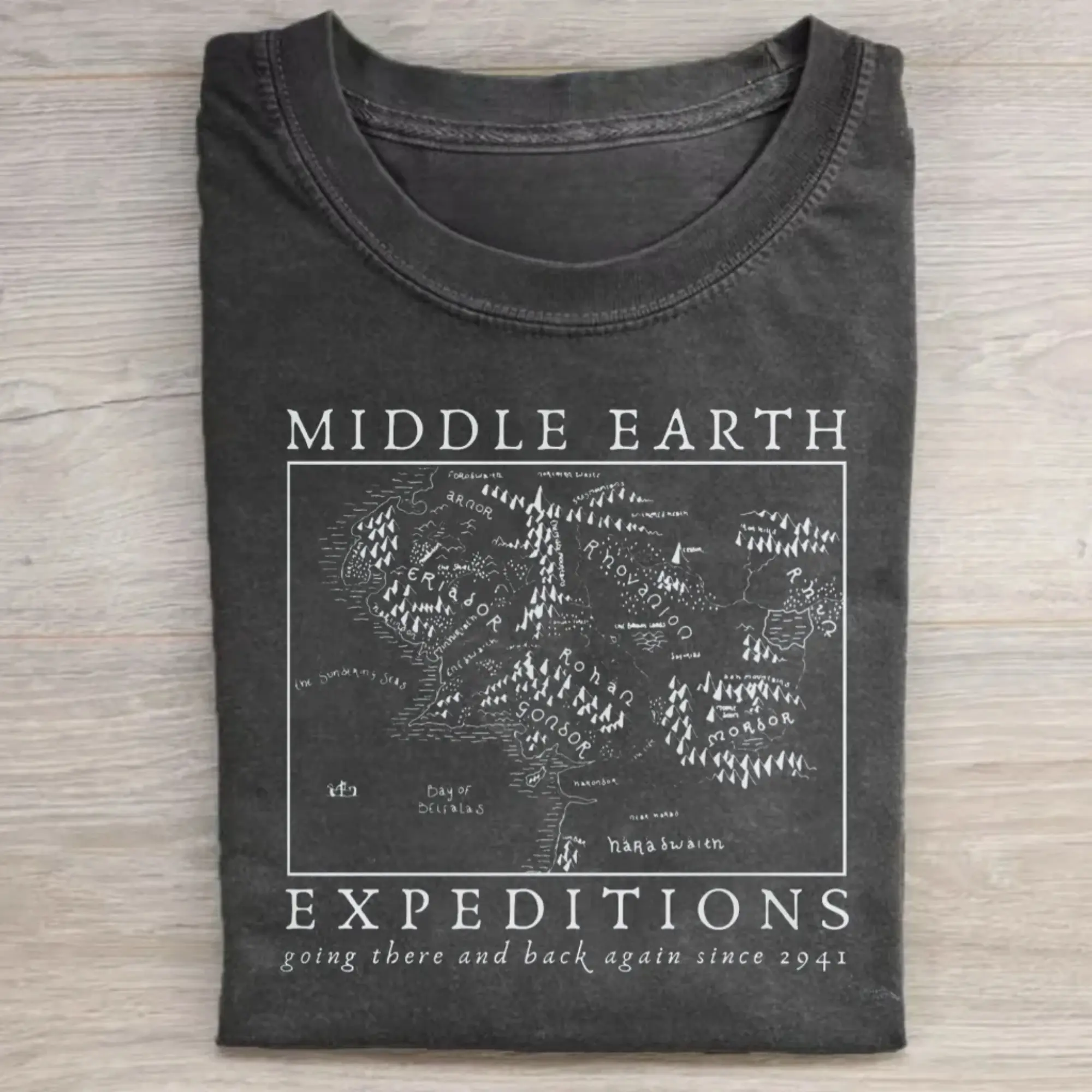 Gildan Men's Casual Cotton T-Shirt, Lightweight Shortsleeve Crew Neck with Vintage Lord of The Rings Middle Earth Graphic, Cold Wash, Fitted, All Seasons, Cute, Do Not Dry Clean, Expandable, Machine Washable, Menswear, Tops, Round Neck
