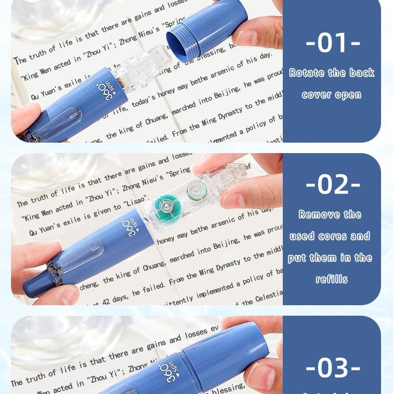 Double-sided tape pen, Greplaceable refills,Glue tape pen, dot-shape glue,4 main bodies + 6 refills, gradient color, perfectfor doing junk journal or school project