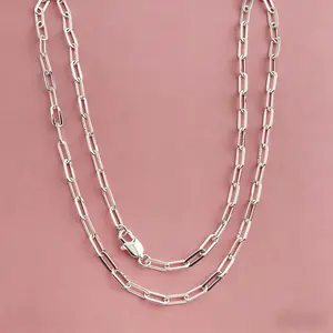 Solid 925 Sterling Silver Paperclip Link Chain Necklace for Men Women, Polished Elongated Oval Link Cable Chain, Hypoallergenic Durable Minimalist Jewelry, 16/18/20/22/24 Inch, Perfect Birthday Christmas Gift for Him He