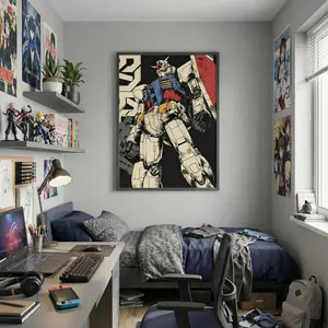 Cartoon Robot Character Pattern Unframed Painting, 1 Count Modern Wall Art Poster, Wall Art Decor for Home Living Room Bedroom Office School