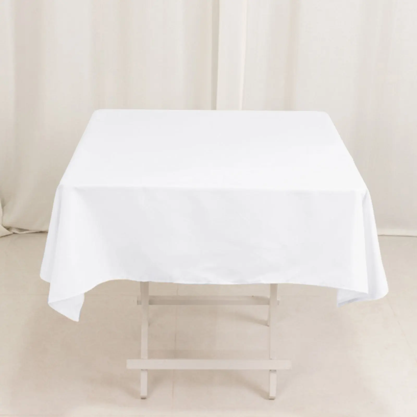 Cotton Blend Square Tablecloth, 54x54in White - Wrinkle-Resistant, Durable Kitchen Linen Table Cover for Business Settings, Weddings, Banquets
