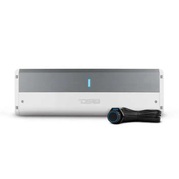 DS18 NXL-M5 Marine 5-Channel Class-D Audio Amplifier, 3600W Peak Total Watts, IPX5 Waterproof Protection, Full-Range Audio, LED Clip Indicator, Included Remote Level Bass Knob