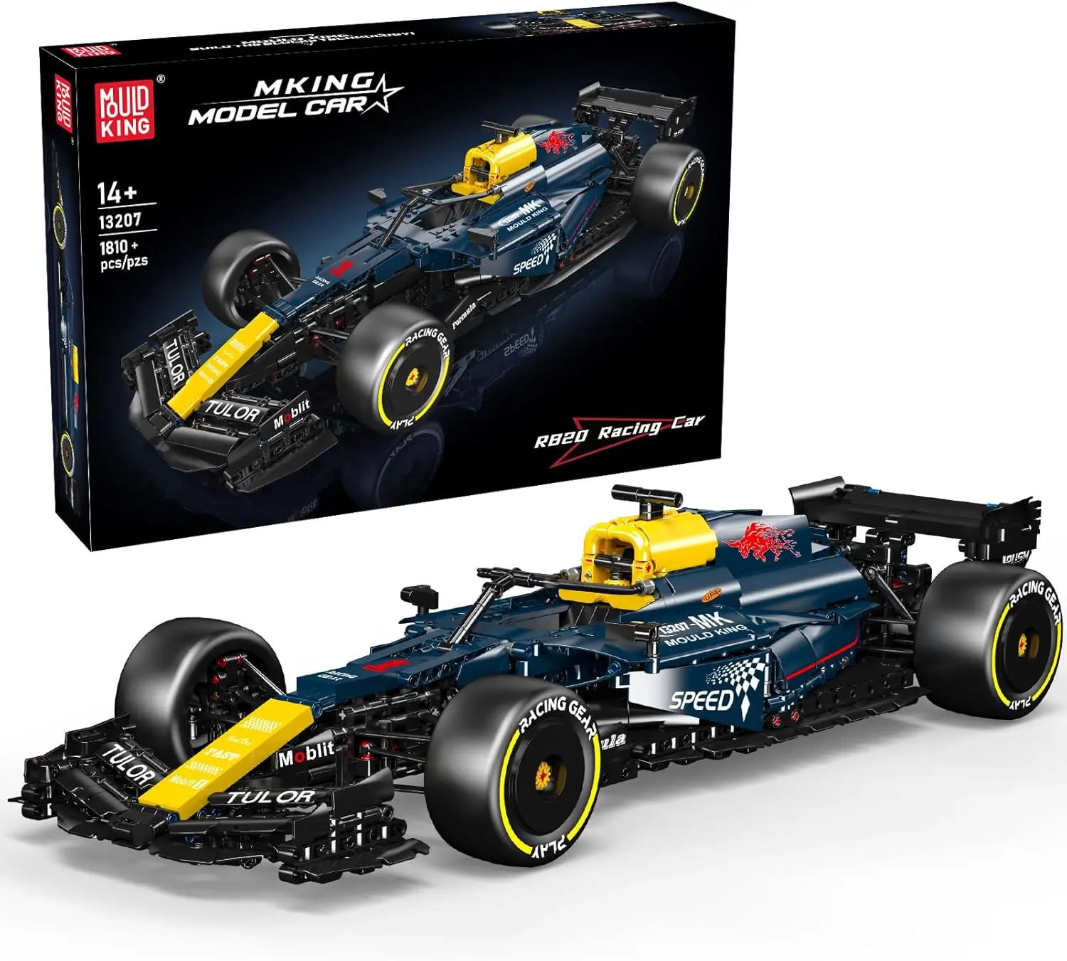 Mould King 13207 Race Car Model Toys MOC Bricks Collectible Sportscar Building Blocks, Racing Car Building Kits for Adult, Static Version 1,810 Pieces