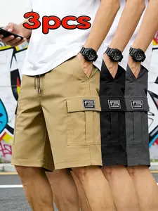 Men’s cargo pants 3-pack and unisex cargo shorts, multifunctional pockets — lightweight polyester fabric, non-stretch, suitable for gym, hiking, and everyday wear — casual summer shorts