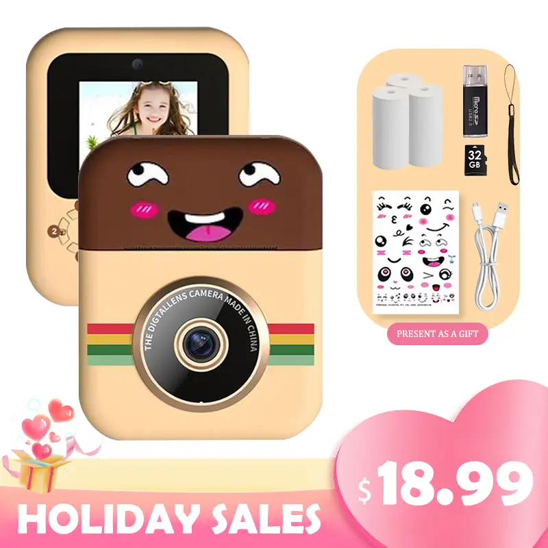 Instant Print Camera for Kids - Portable HD Digital Camera with Thermal Paper, 32GB SD Card, Educational Children's Toy, Ages 6 & Up