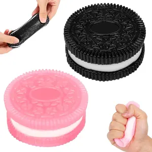 2 Counts Stress Relief Toys Squishies Squeeze Toy for Stress Relief, Stress Biscuit Design, Pinching Sandwich Simulation, Ultra-Soft Decompression Tool