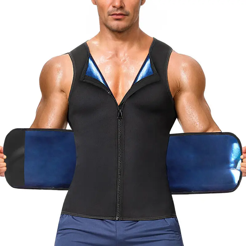 1-2 Pack Menswear Waist Trainer Vest with Zipper Workout Tank Top Shirt Gym Activewear Sauna Suits Sports Sweat Body Shaper Lightweight Shapewear Exer
