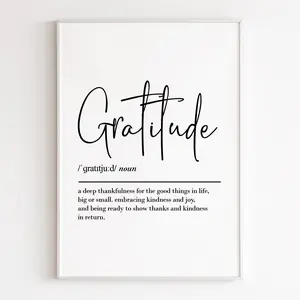 Gratitude definition poster no frame, wall art, gratitude print, gifts, inspirational wall art, gratitude poster