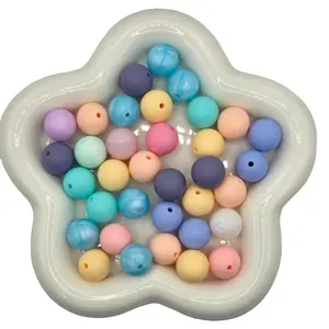 Silicone 15mm Beads Mixed for Jewelry Making - 50 Pieces, 250ml Scoop, Comfortable Wristlets, Easy to Wash, DIY Crafting Supplies