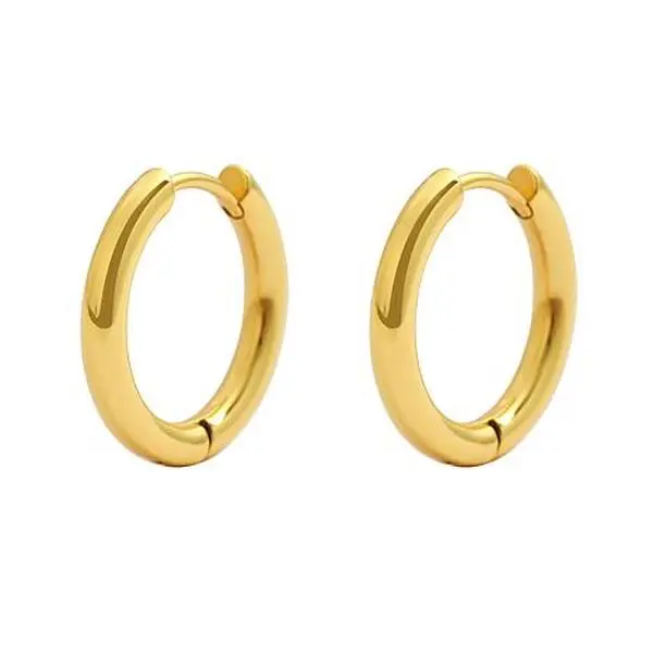 Stately Steel Polished Tube Hoop Earrings