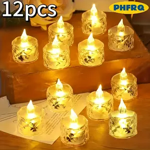 12 Pack Transparent Candle Lights, Button Battery Powered, Wedding Birthday Photo Props Christmas Valentine Decorations, Party Home Atmosphere Lighting