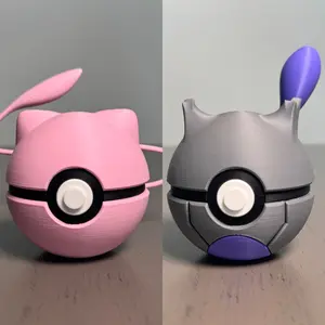 Mew & Mewtwo. Kanto Legendaries (w/ stands)