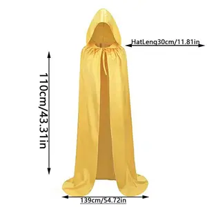 Dark Halloween Hooded Cape, Chiffon Gothic Witch Vampire Adult Horror Cosplay Costume, Perfect for Halloween Party