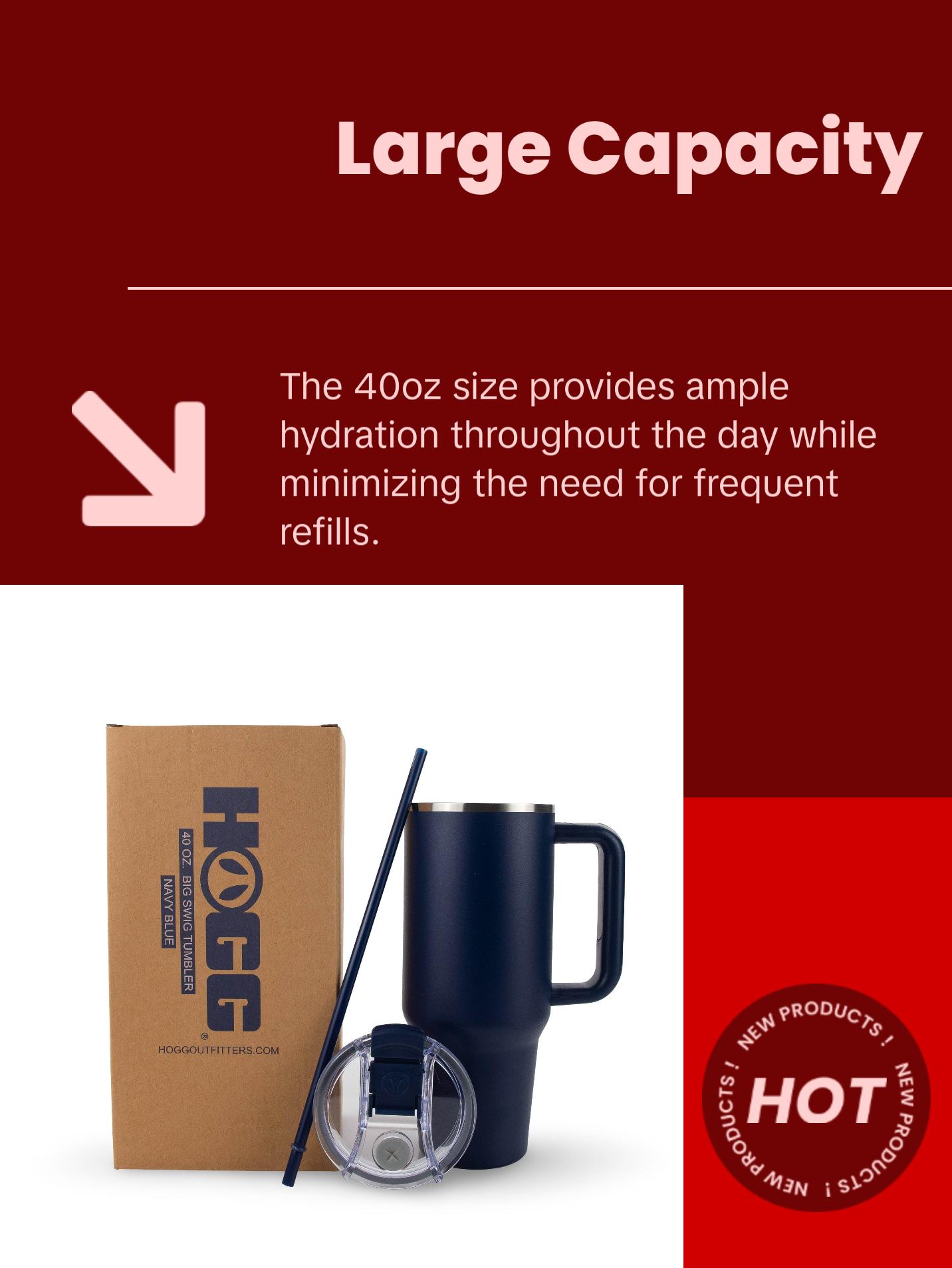 40oz Big Swig Handle Tumbler - Dual Function Lid - Matching Color & Clear Straw & Straw Cleaner