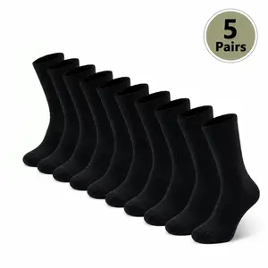 JUPICHUBI Mens Womens 5 Pairs Arch Support Crew Socks, Seamless Toe Combed Cotton Athletic Socks, Moisture Wicking Breathable Sports Socks, No-Slip