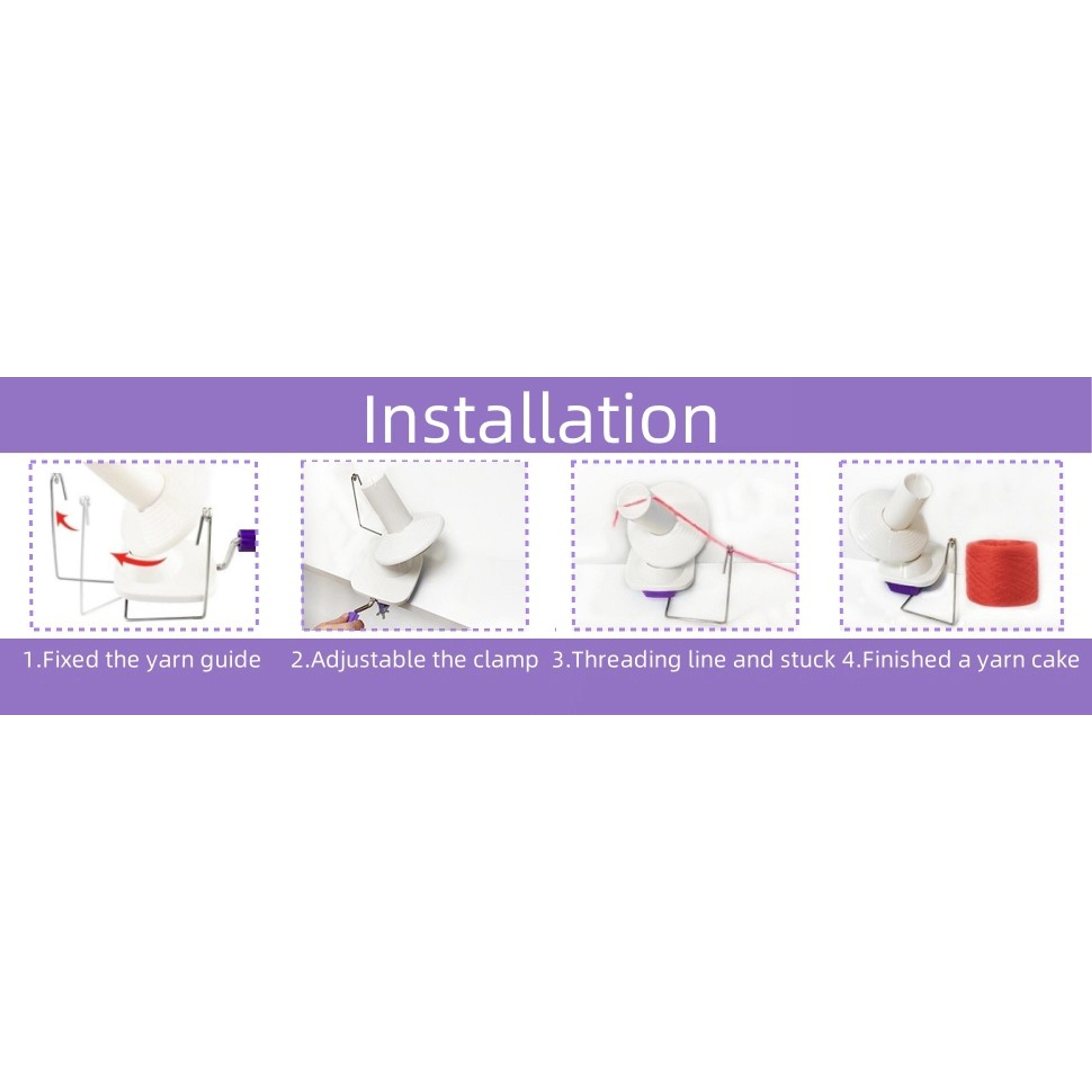 Yarn Ball Winder, Convenient Purple Yarn Winder for Yarn, Ball Winder Combo with Easy Installation for Yarn Storage + 53 Pieces Stitch Knitting Needles + 1 Pieces Scissors Gift