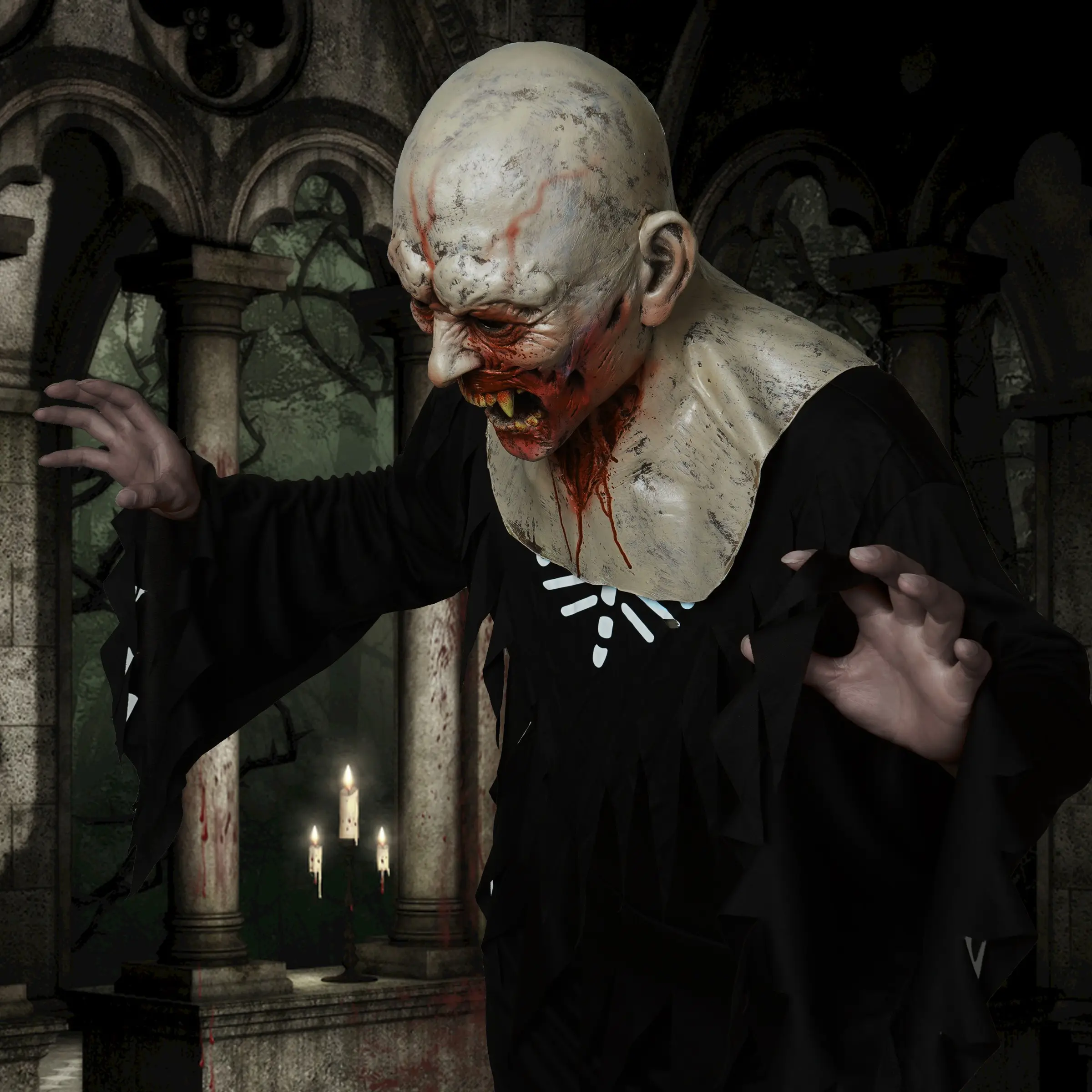 Realistic Vampire Mask, Fashion Zombie Headwear, Skin Touch Finish