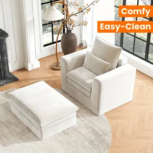 Fashionable Green Chenille Sofa Set with Armrests, Comfortable Single Sofa and Reading Chair, Suitable for Living Room or Bedroom, Easy-to-Clean Fabric barrel  chair side  chairs