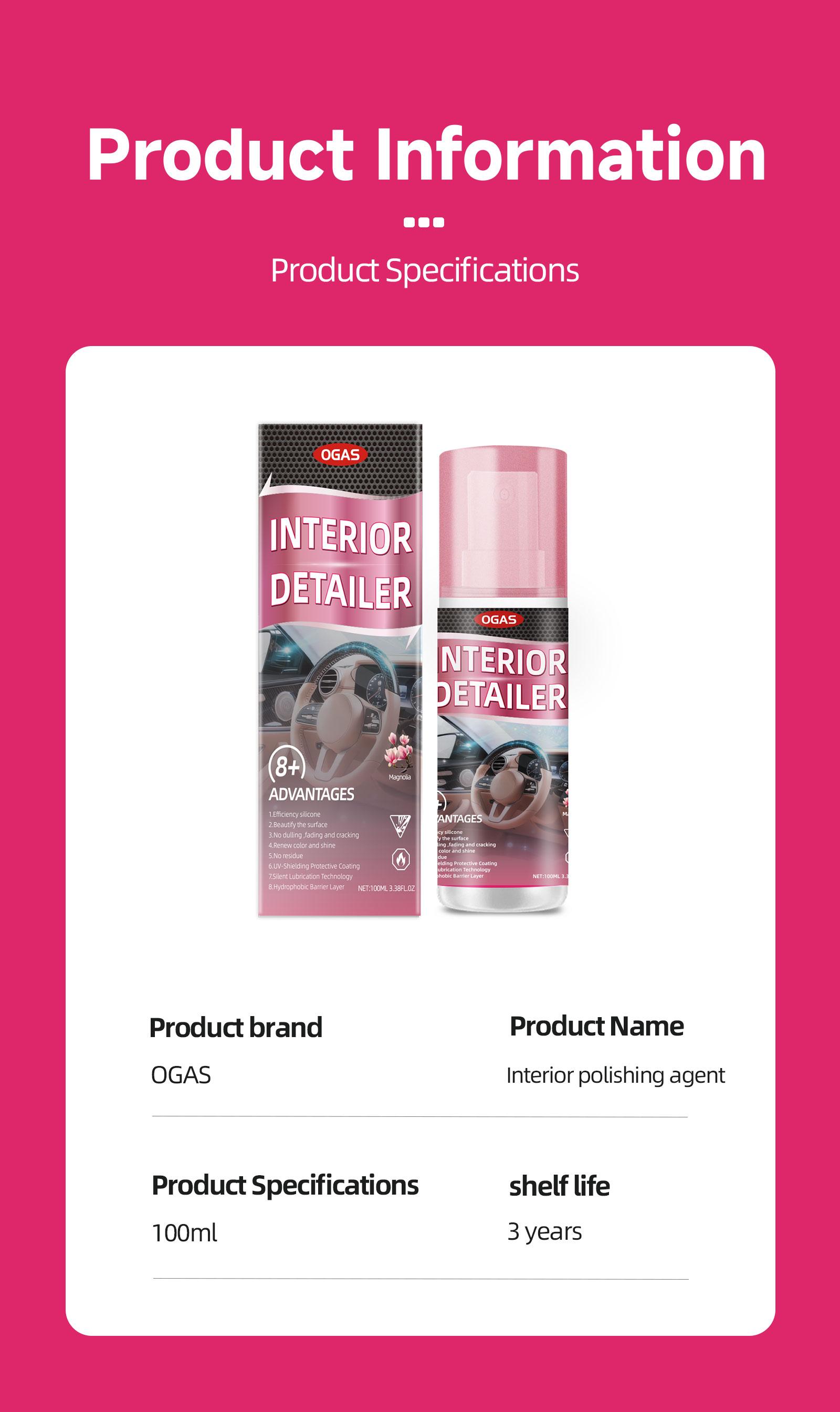 Interior Car Cleaner & Polishing - Repels Dust & Staining, Restores & Protects Plastic, Vinyl, Leather, Dashboard - UV Guard, Anti-Aging, Exterior & Interior Car Detailer Spray