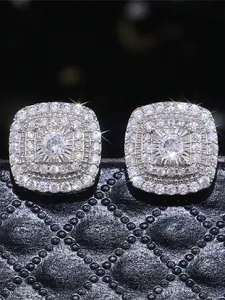 1 Pair Pretty Cubic Zirconia Stud Earrings Flat Back Earrings For Women For Wedding Engagement Anniversary Party Jewelry Valentine's Day Gift