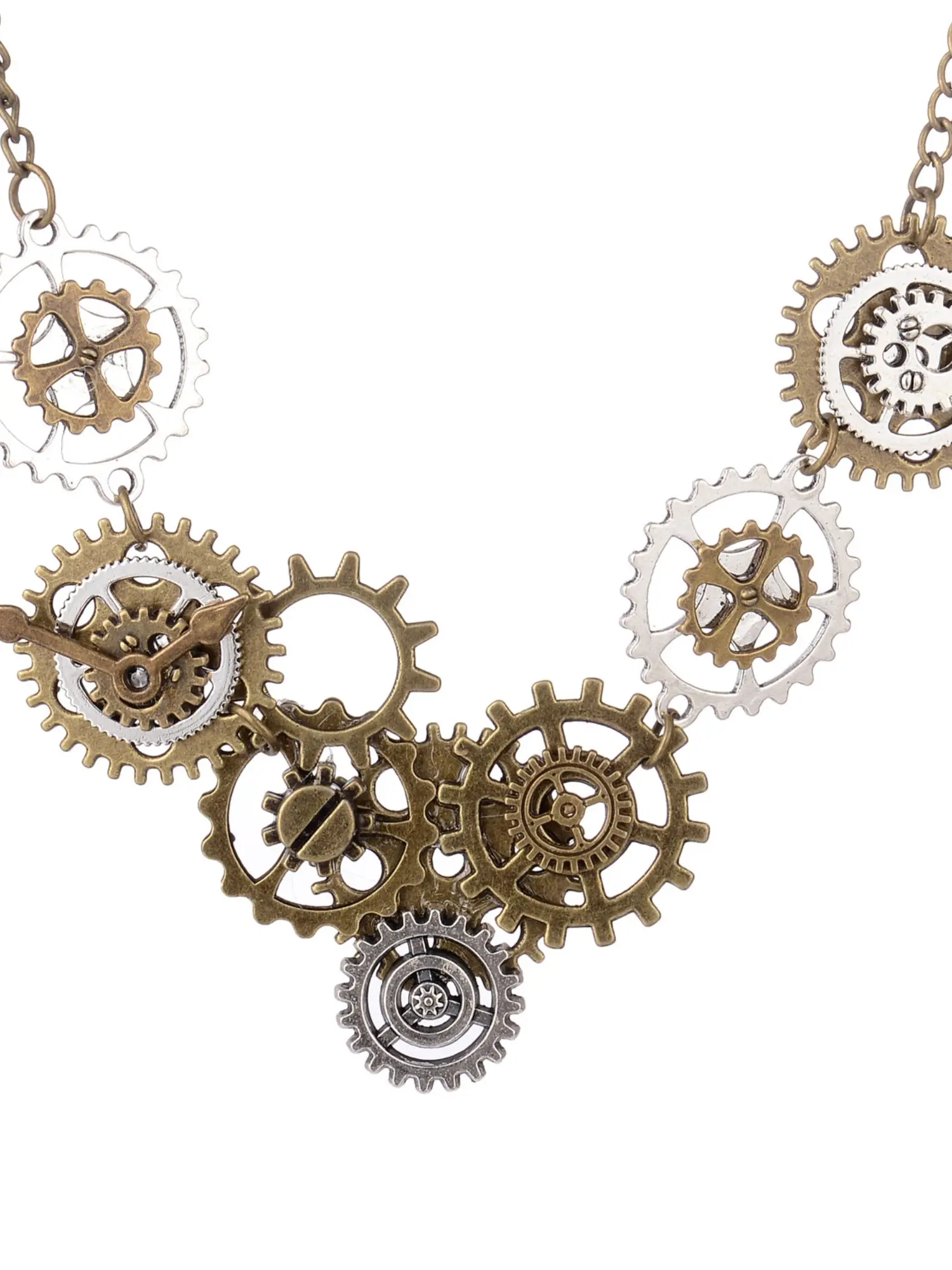 Vintage Industrial Are Multi Gears & Clock Pointer Necklace, Retro Steampunk DIY Handmade Jewelry, Unique Accessories for Steam Punk Lovers, Unisex Cosplay Jewelry, Perfect Gift Idea