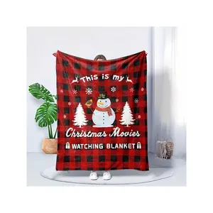 Cozy Christmas Snowman Red Plaid Throw Blanket - Soft, Warm Flannel For Couch, Bed, Office Nap & Camping, Christmas Blanket-30*40in