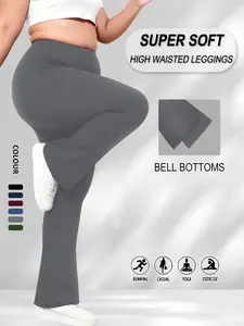 Plus Size High Waist Flare Pants, Curvy Fit Design, Comfortable Fashion Daily Wear, Suitable for Various Daily Activities