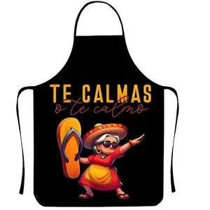 Funny Mexican Style Polyester Kitchen Apron, 1 Count Unisex Spanish Word Cooking Apron, Valentine's Day Gift,  Apron for Women, Birthday Present, Gift for Daughter&Mother&Wife&GF,Mother's Day Gift