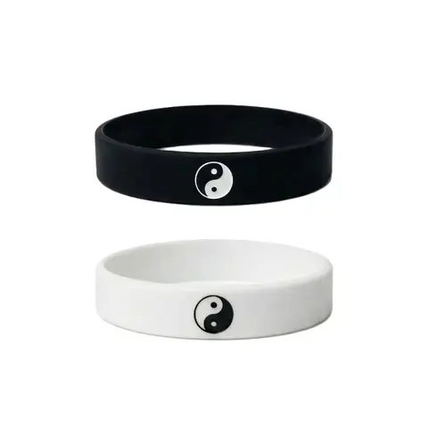 Minimalist Yin Yang Wristbands, 2-Piece Fashionable Bracelet Set, 190mm x 12mm Jewelry Accessory, Unisex Friendship Bracelets for Women with Multiple Color Options