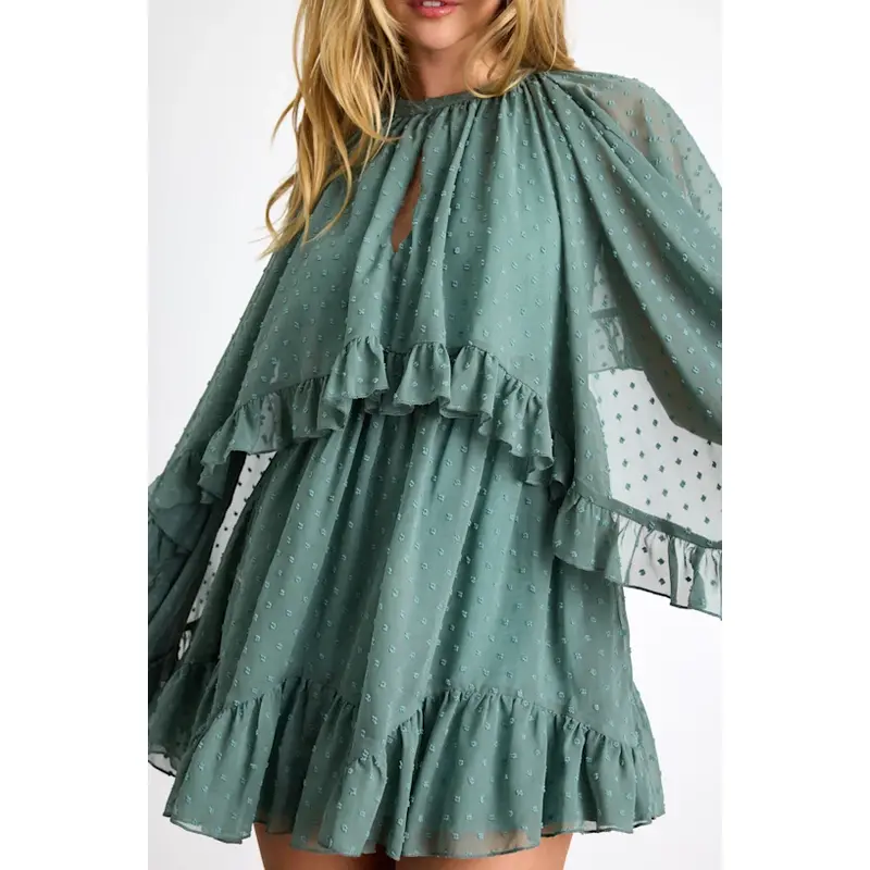 Lulus Rhozie Cream Embroidered Swiss Dot Cape Sleeve Tiered Mini Dress -  TikTok Shop