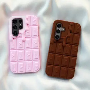 Funny 3D Chocolate Ice Cream Mouse Phone Case For Samsung Galaxy S23 FE S24 S25 Plus Ultra 5G Shockproof Soft Silicone Cover