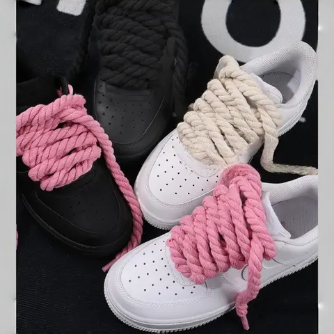 Fashion Handmade Viscose Rope Braided Shoelaces - Jute Rope Look, Thick Laces, Fat Laces, Extra Strong Durable Core, Abrasion Resistant Casual Shoe Accessories for Sport Shoes, Back to School