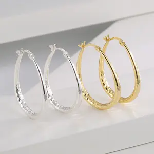 Textured Teardrop Hoop Earrings for Women, Lightweight Statement Hoops with Secure Click-Top Closure, Versatile Everyday Jewelry for Any Occasion