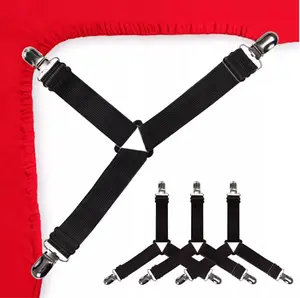 TIKA 4-Piece Bed Sheet Holder Straps, Adjustable Fitted Sheet Clips with Triangle Fasteners for Twin, Full, Queen and King