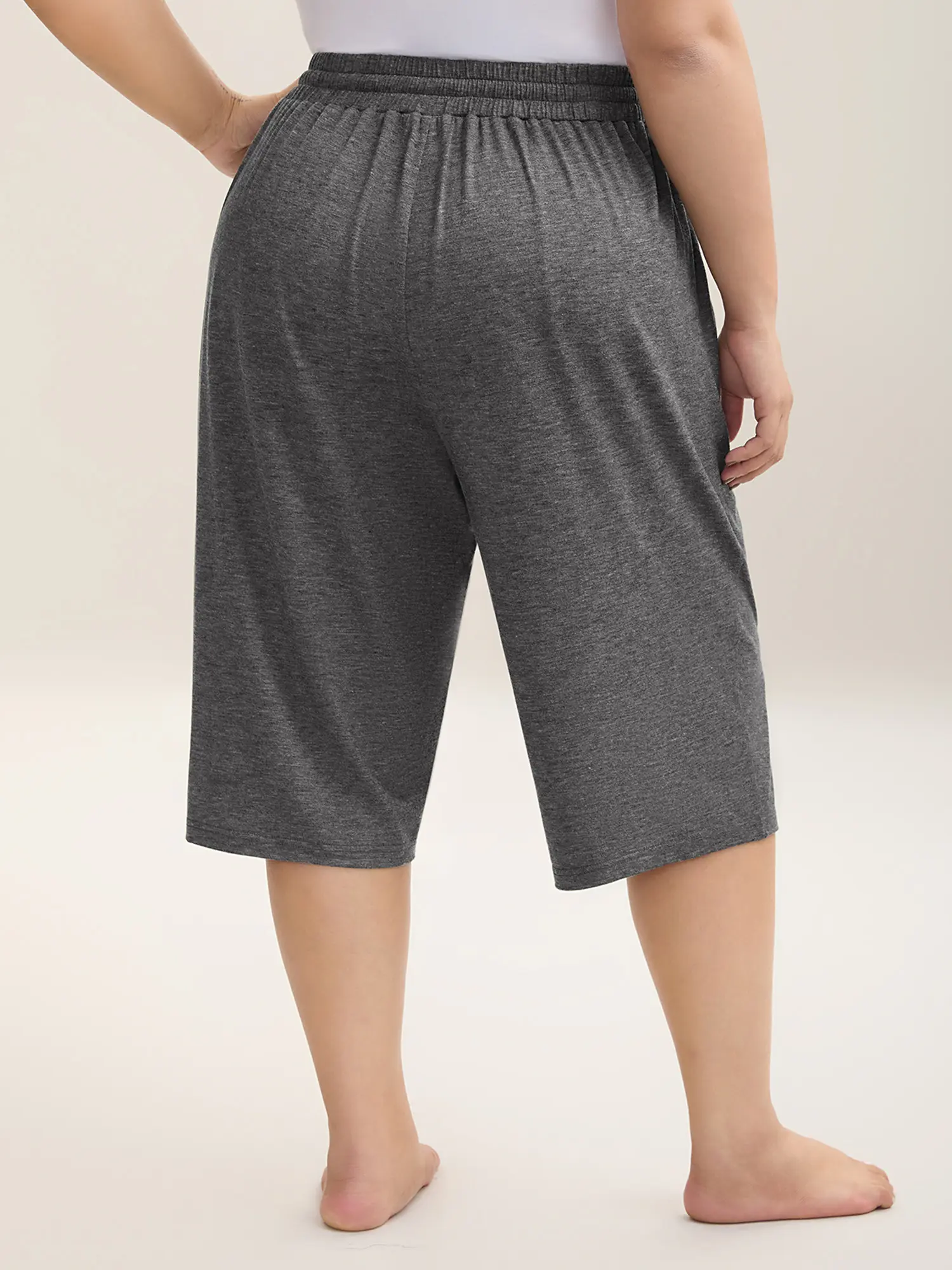 BLOOMCHIC Plus Size Wide-Leg Capri Lounge Baggy Pants - Wide Leg Knit Pull-On Pants with Pockets,M-6X, 2026 Summer Casual Minimalist Curvy Clothing for Women's Plus Size Apparel,belly cover shorts,,Spotlight,Summer wins,Deals for you days