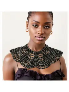 European and American Exaggerated Multi-layer Shawl Chain Flower-shaped Necklace Black People Banquet Accessories Cross-border Shawl chain
