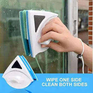 Double-Sided Magnetic Window Squeegee Cleaner - Scratch-Free Glass Cleaning Tool with Loop Handle, Portable, Compatible with 3-8mm Single-Layer Glass - Ideal for Home, Kitchen, Bathroom, Shower Doors & Mirrors - Durable Plastic Design