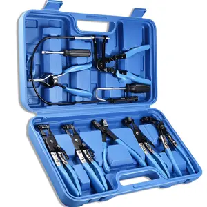 9PCS Hose Clamp Pliers, Long Reach Hose Clamp Tool Remover for Water Hose and Automotive Coolant Radiator Heater with Flexible Wire Long Reach Hose Clamp and Flat Band Pliers