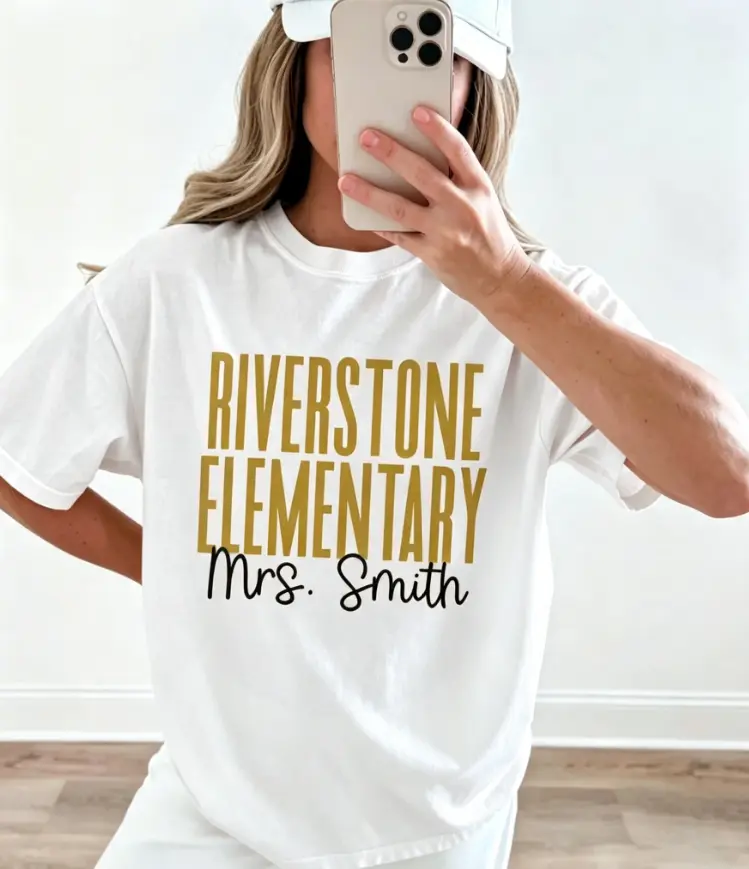 SohoChic-  School Name Shirt, Comfort Colors Grade Teacher Shirt,  School Spirit Tee, Personalized Elementary Gift