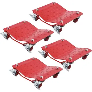 Car Wheel Dolly Set of 4, 6000LBS Capacity Heavy Duty Thick Steel Vehicle Moving Cart, 360° Rotatable Swivel Casters with Quick Stop, Anti-Skid Grooved Tire Dolly, Portable Wheel Mover for Car SUV Truck ATV Garage & Restoration
