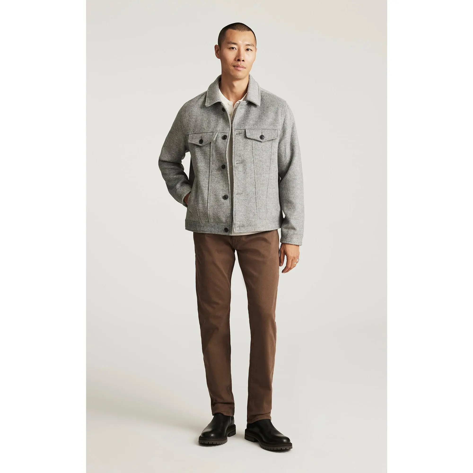 Men's Marcus Slim Straight-Leg Jeans - Regular Rise Casual Denim in a Mocha Brown Supermove Stretch Cotton Blend, Tencel, Elastane, Comfortable Cut, Slim Fit, Plain, Multi-Size, Straight Pants